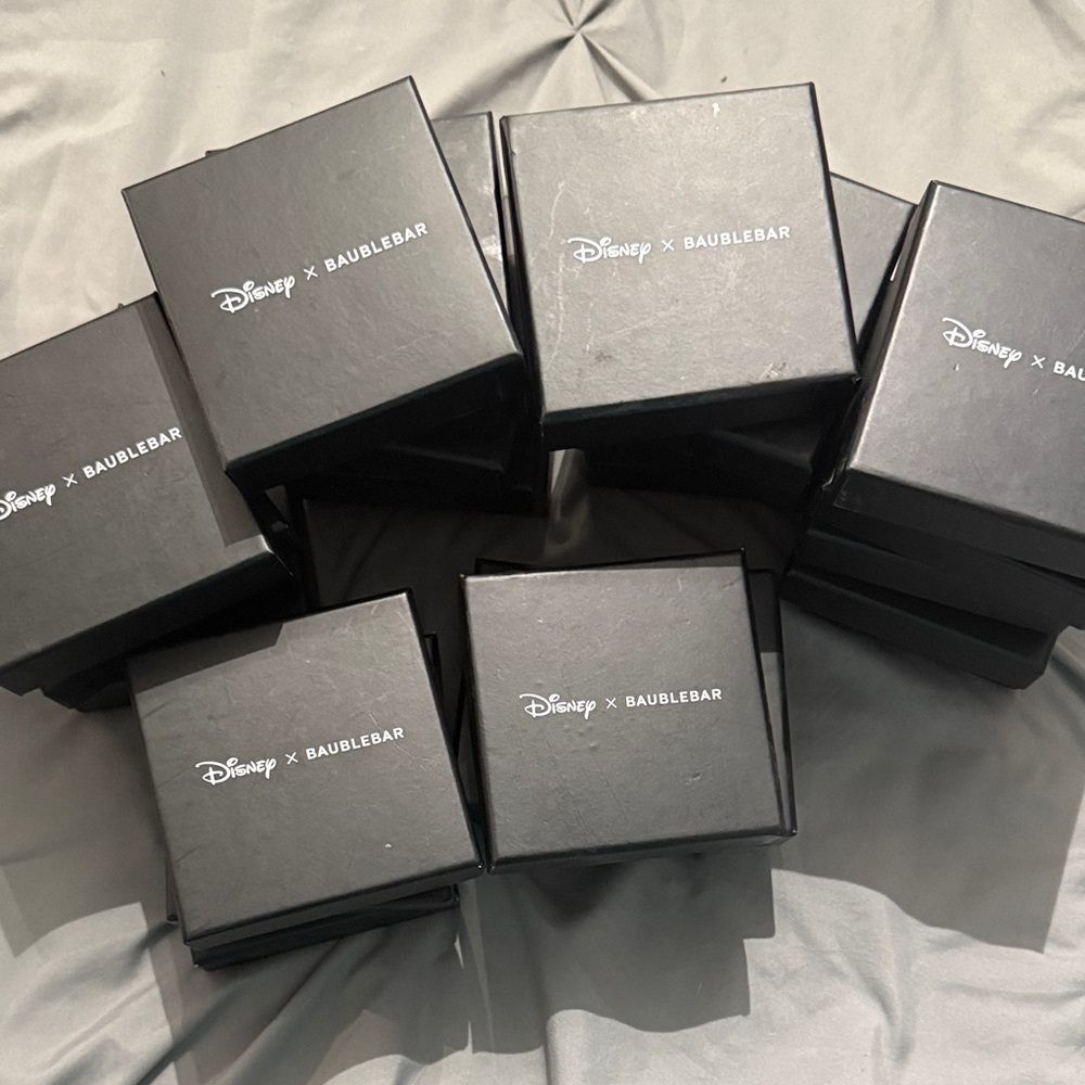 Disney x BaubleBar Black EMPTY Gift Boxes LOT of 5, random earring inserts